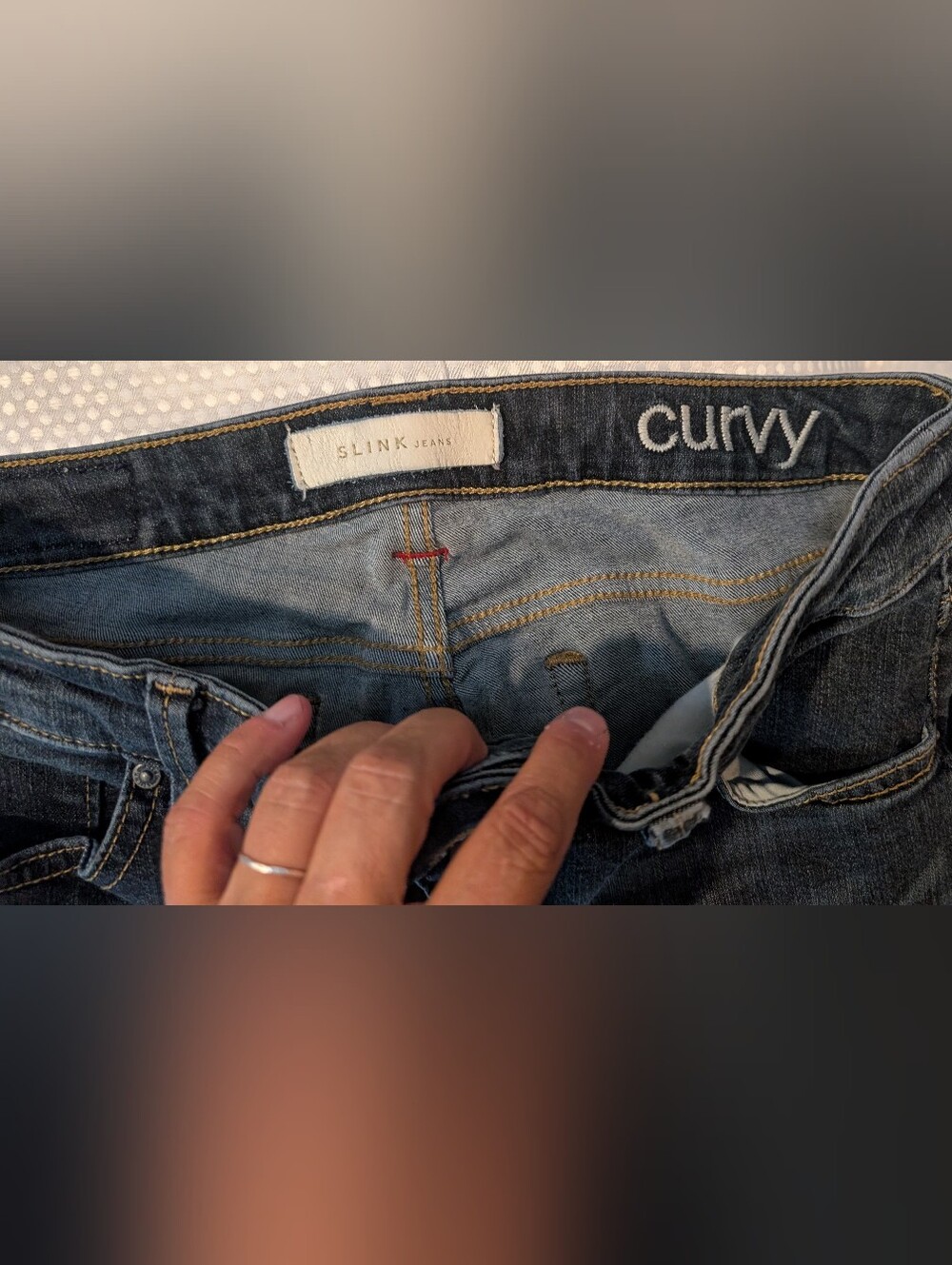 Slink Curvy Women's Straight Jeans in Dark Blue with Yellow Stitching